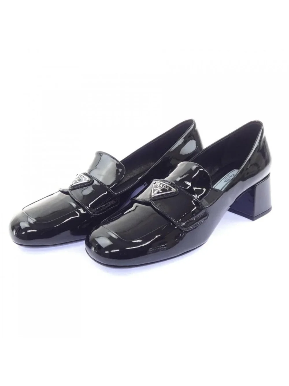 Prada Triangle Logo Chunky Heels Loafers Shoes